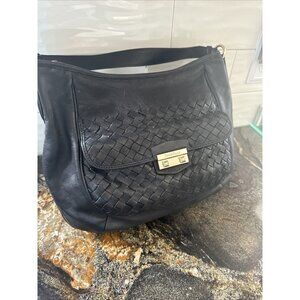 Cole Haan Grammercy Woodbury, leather hobo purse, black gold hardware